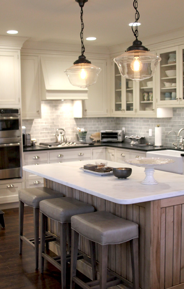 Example of a large transitional kitchen design in Boston
