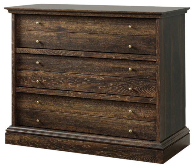 Sauder Barrister Lane 3 Drawer Chest In Iron Oak Traditional