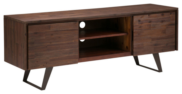 Lowry SOLID ACACIA WOOD TV Media Stand For TVs up to 70 inches, Distressed Charcoal Brown