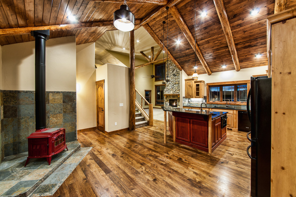 Example of a mountain style kitchen design in Denver