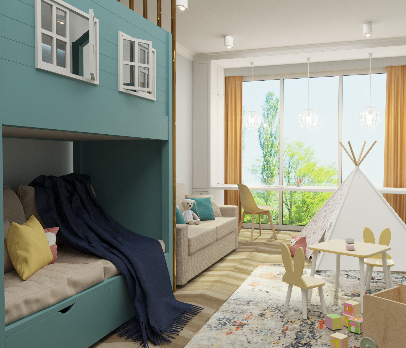 Проект интерьера двухэтажного дома