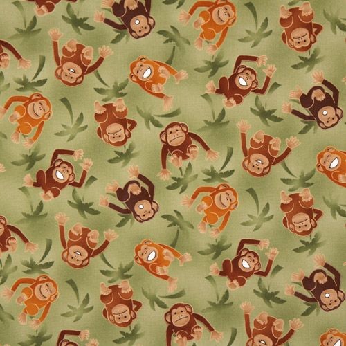 green monkeys fabric with palm trees Robert Kaufman