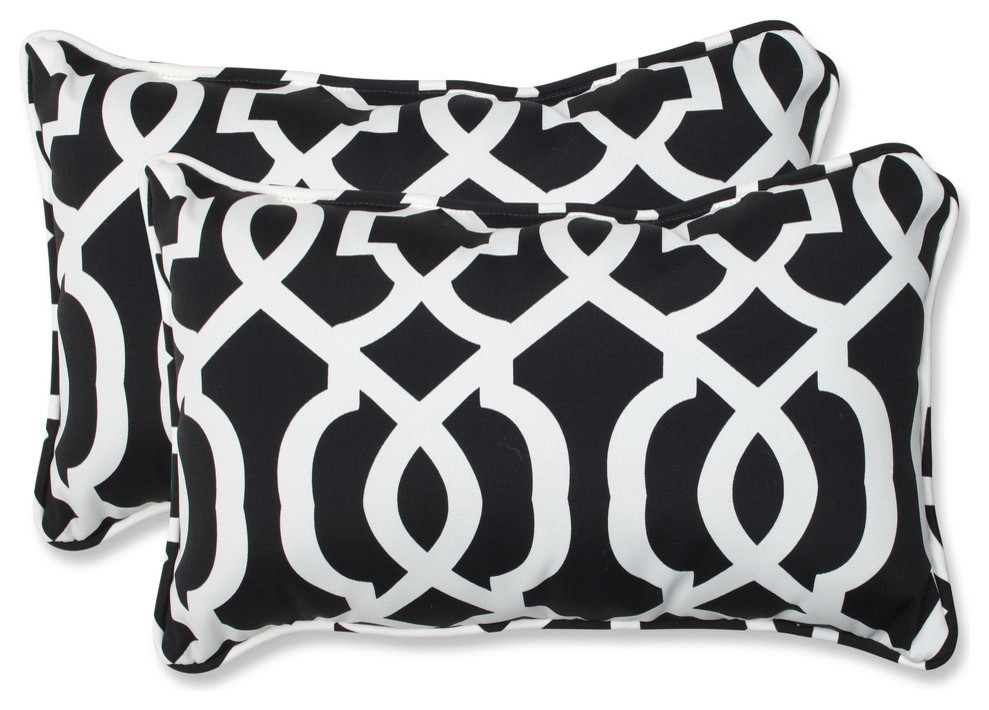 New Geo and White Rectangular Throw Pillow, Set of 2 Contemporary