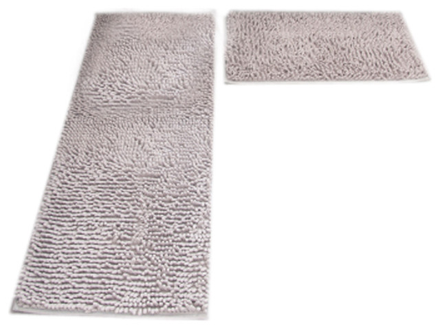 2 Pieces Non Slip Soft Mat Bath Rug Doormat Carpet Set 40x60 40x1 Cm Gray Contemporary Bath Mats By Blancho Bedding Houzz