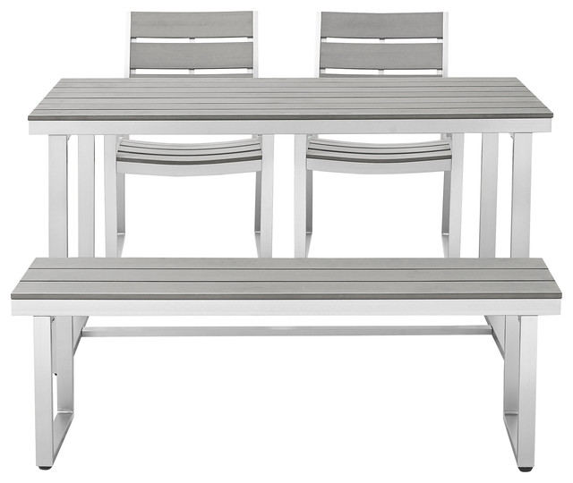 AllWeather 4Piece Dining Set, Gray Contemporary Outdoor Dining