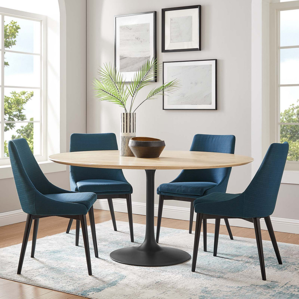 Lippa 60" Round Wood Grain Dining Table Midcentury Dining Tables