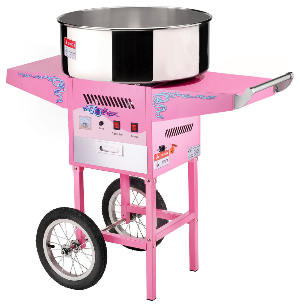 Cotton Candy Machine With Cart Vortex Candy Maker With Stainless-Steel Pan