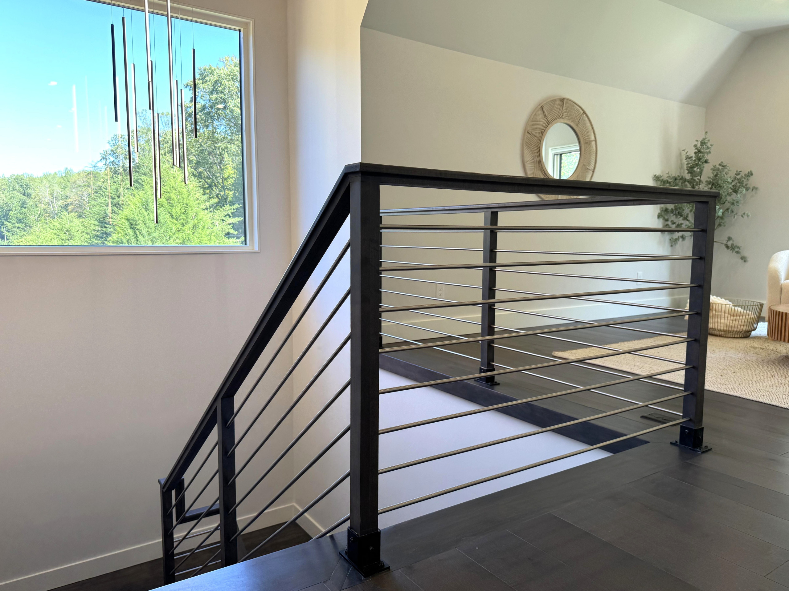 137_Transitional Maple Staircase with Stainless Steel Rail, Clifton, VA 2014