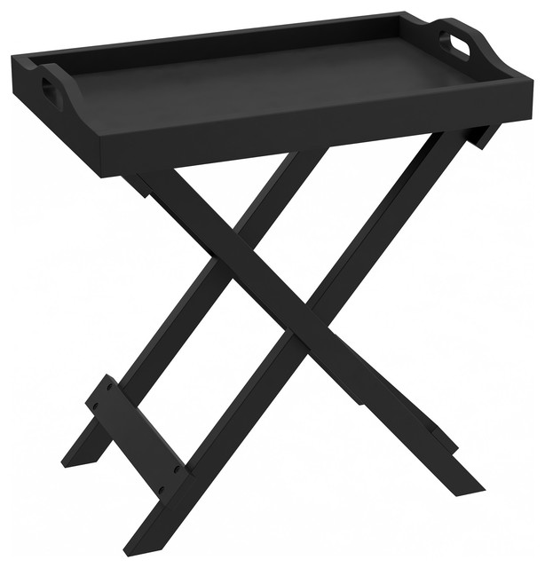 Lavish Home Folding End Table With Removable Tray Top Transitional