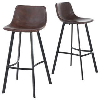 Rex Faux Snake Leather Brown Bar Stools Set Of 2 Midcentury Rex Faux Snake Leather Brown Bar Stools Set Of 2 Midcentury And Counter By Gdfstudio