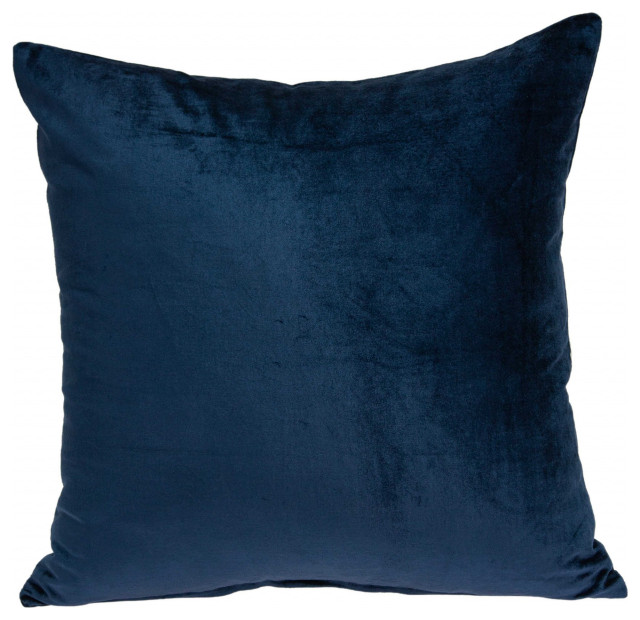 22" x 7" x 22" Transitional Navy Blue Solid Pillow Cover With Poly