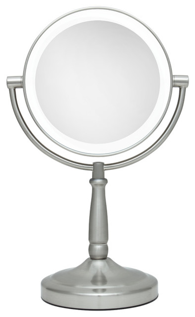 Zadro Led Lighted 1x 5x Round Vanity Mirror In Satin Nickel Ledv45 Contemporary Makeup Mirrors By Products Inc Houzz Zadro Led Lighted 1x 5x Round Vanity, Lighted Makeup Vanity Mirror Canada