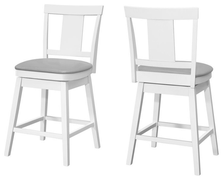 Bar Stool Set Of 2 Swivel Counter Height Kitchen Wood White Grey Transitional Bar Stools And