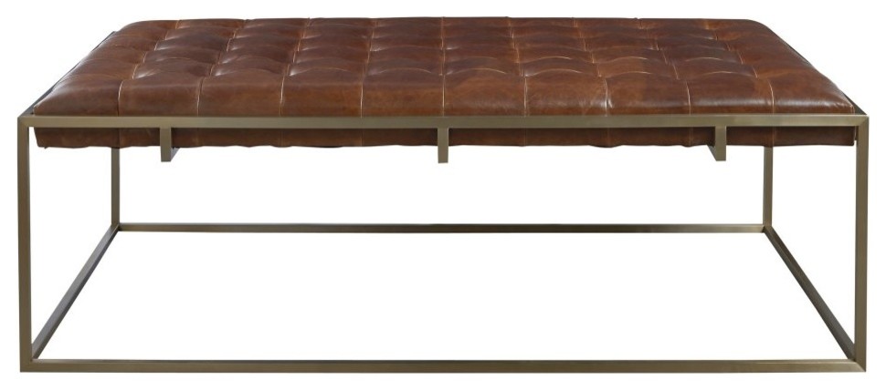Travers Cocktail Ottoman Brown Leather