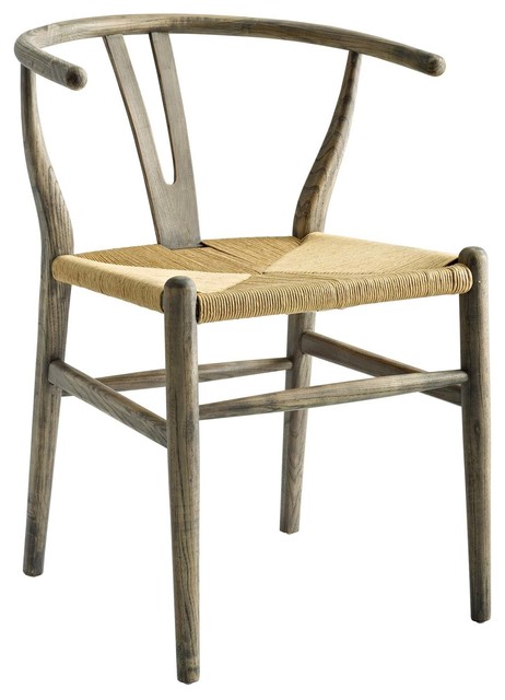 Amish Dining Wood Side Chair Weathered Gray Beach Style