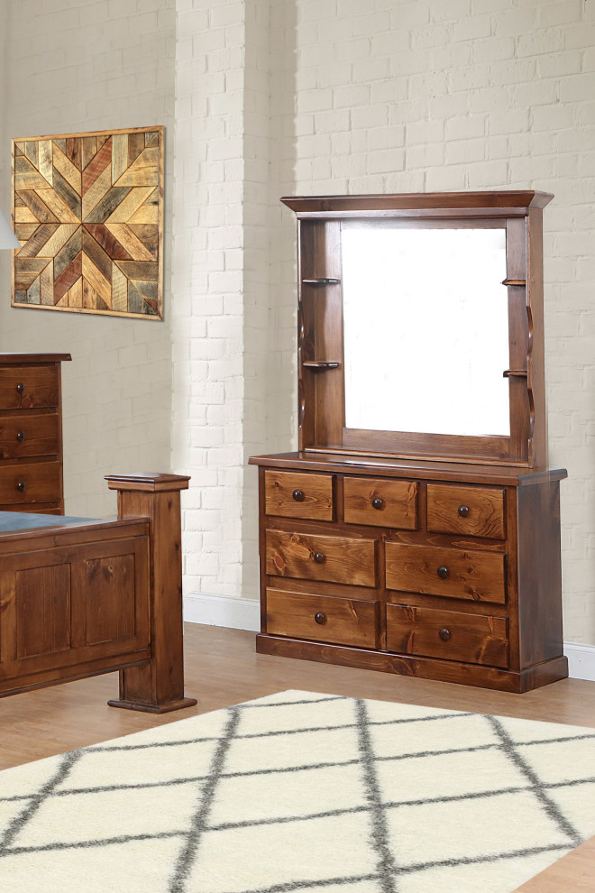 Hide Away Dresser with Hutch Mirror Transitional Dressers by