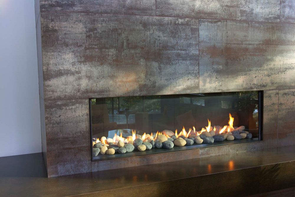 Metallic Tile Around Fireplace Houzz, Metallic Tile Fireplace