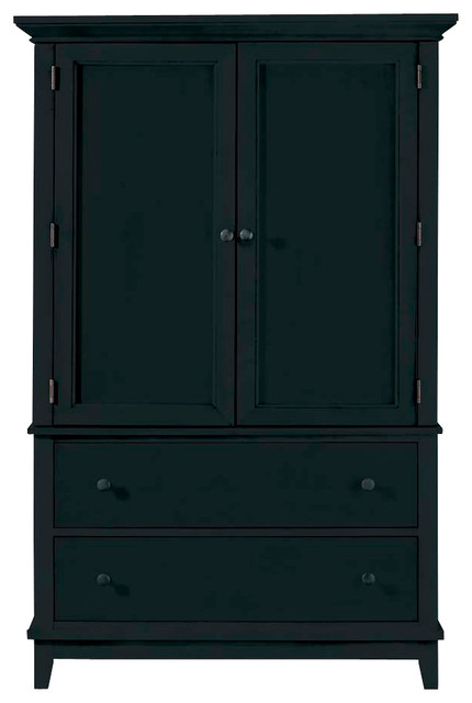 American Drew Sterling Pointe Door Chest in Black - Black with Maple Top
