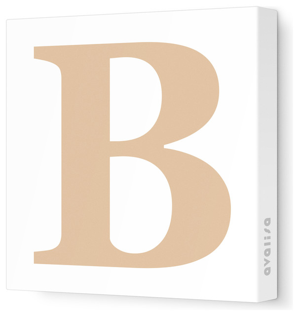 Letter - Upper Case 'B' Stretched Wall Art, Light Brown, 18" x 18"