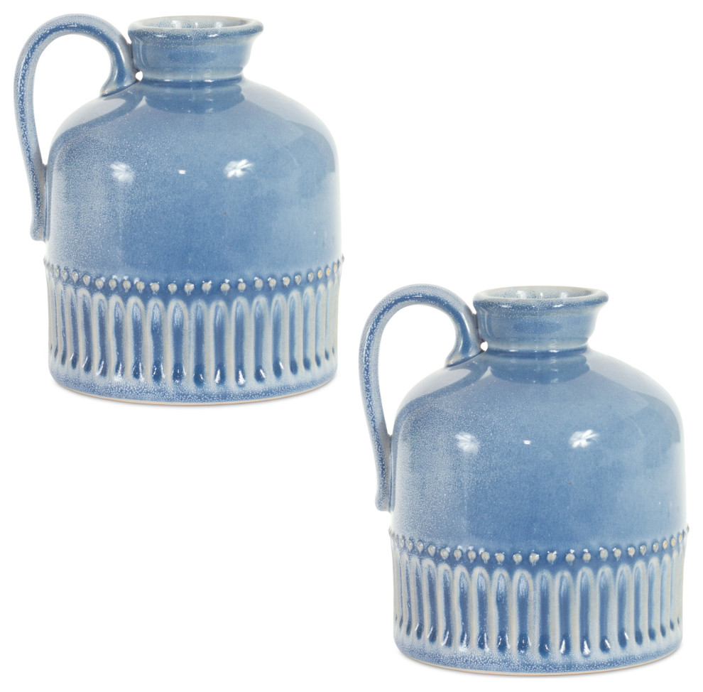 Ceramic Jug Vase, 2Piece Set Contemporary Vases by Melrose
