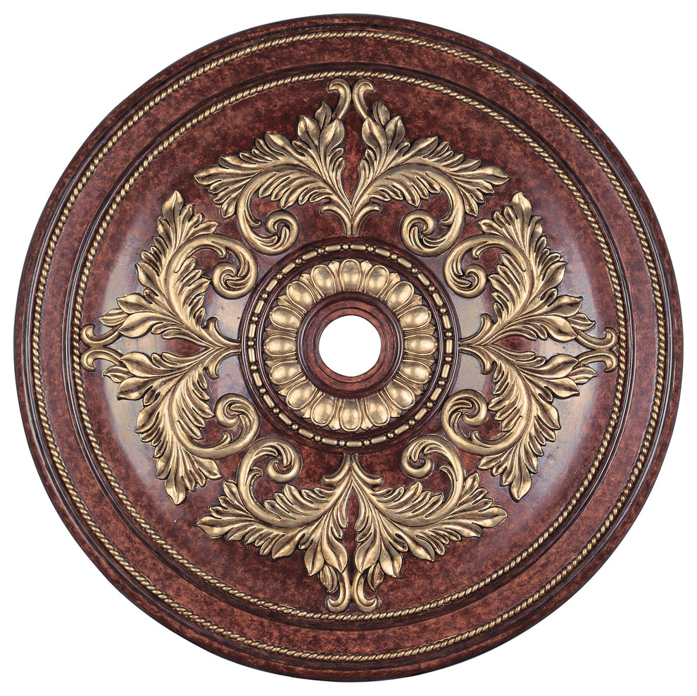 Ceiling Medallion, Verona Bronze With Aged Gold Leaf Accents