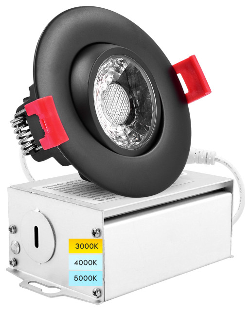 Luxrite 3" LED Gimbal Recessed Light JBox 3 Color Options Black