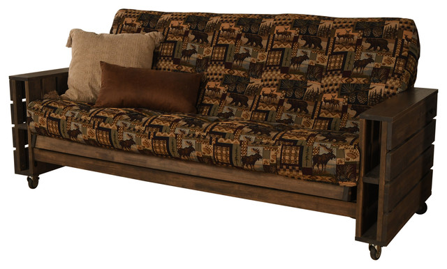 Ashland Frame Futon Rustic Walnut Finish Peter S Cabin Mattress