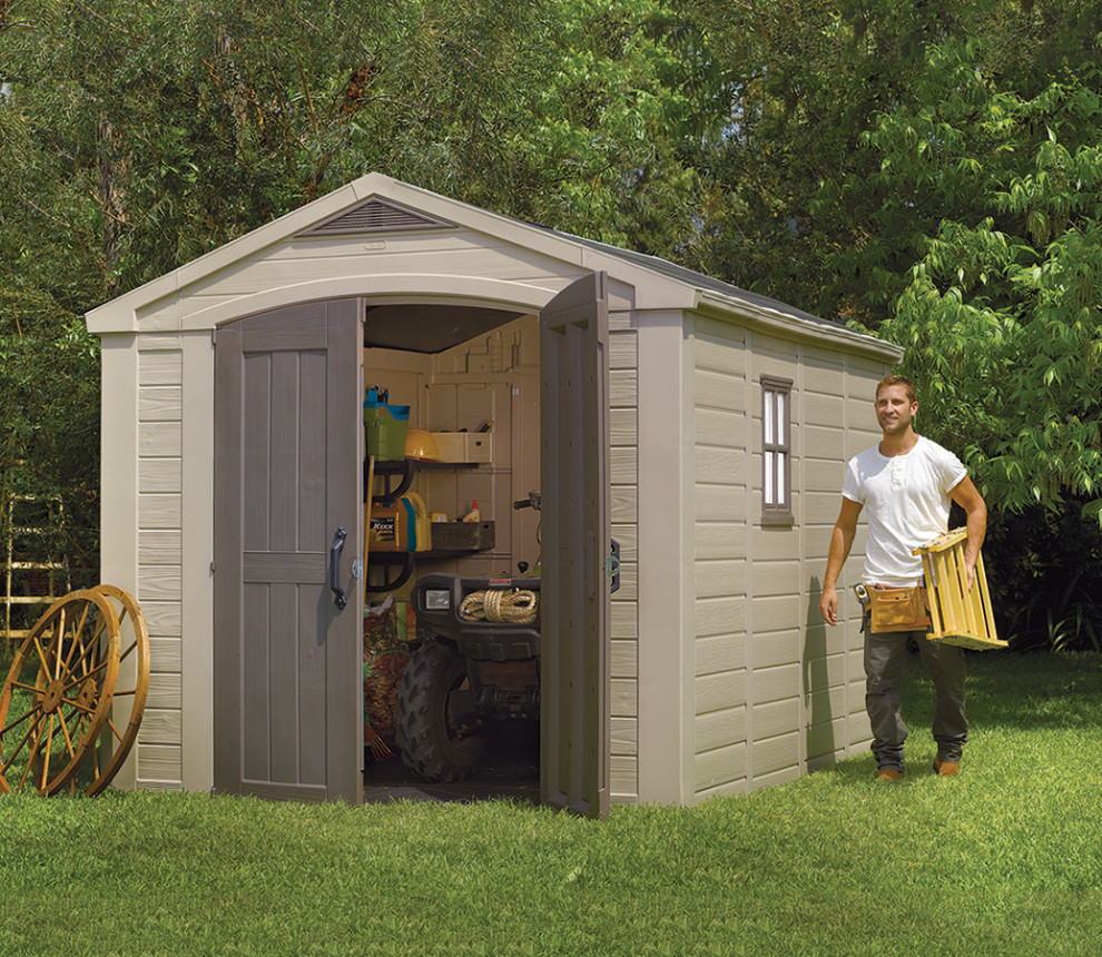 This is an example of an expansive transitional detached garden shed in Indianapolis.