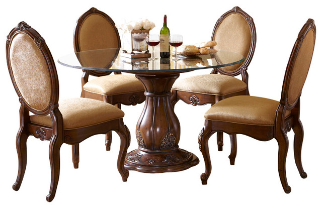 Lavelle Melange 7 Piece Round Glass Top Dining Table Set