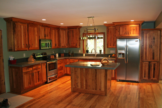 Antique Reclaimed Chestnut Kitchen Cabinets Traditional Kitchen