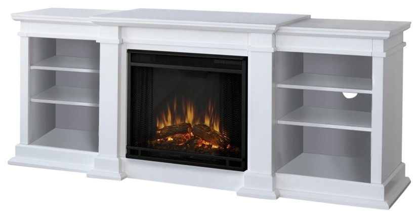 Real Flame Fresno Electric Fireplace TV Stand in White Traditional