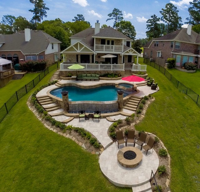 Pool Landscape Grand Harbor/Lake Conroe nyklassisk-have