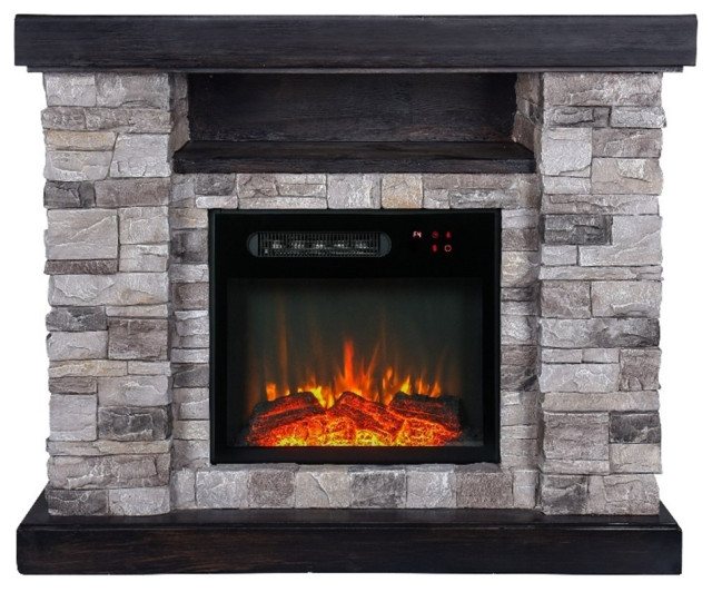 LIVILAND 39 in. Magnesium Oxide Freestanding Electric Fireplace in Gray