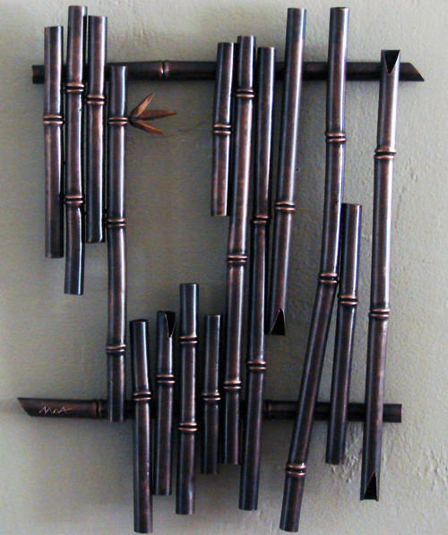 What are dimensions of copper bamboo chutes wall decor and price? Patio Bambu interior Ideas