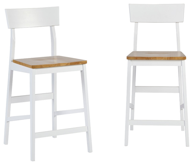 Progressive Furniture Christy Set of 2 Wood Counter Chairs in Oak and White