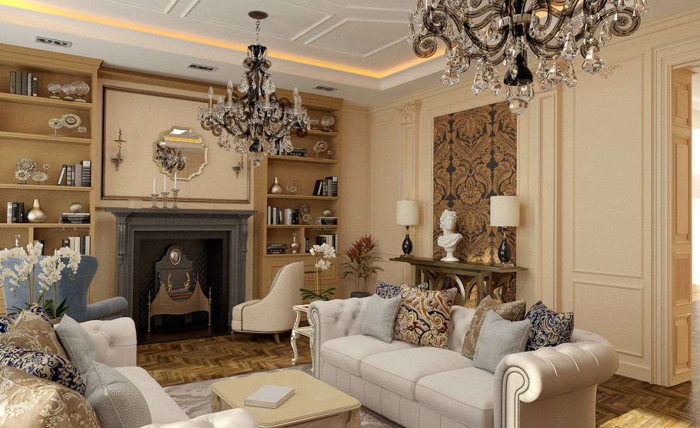 Дизайн интерьера в гостиной в частном доме в Ростовской области