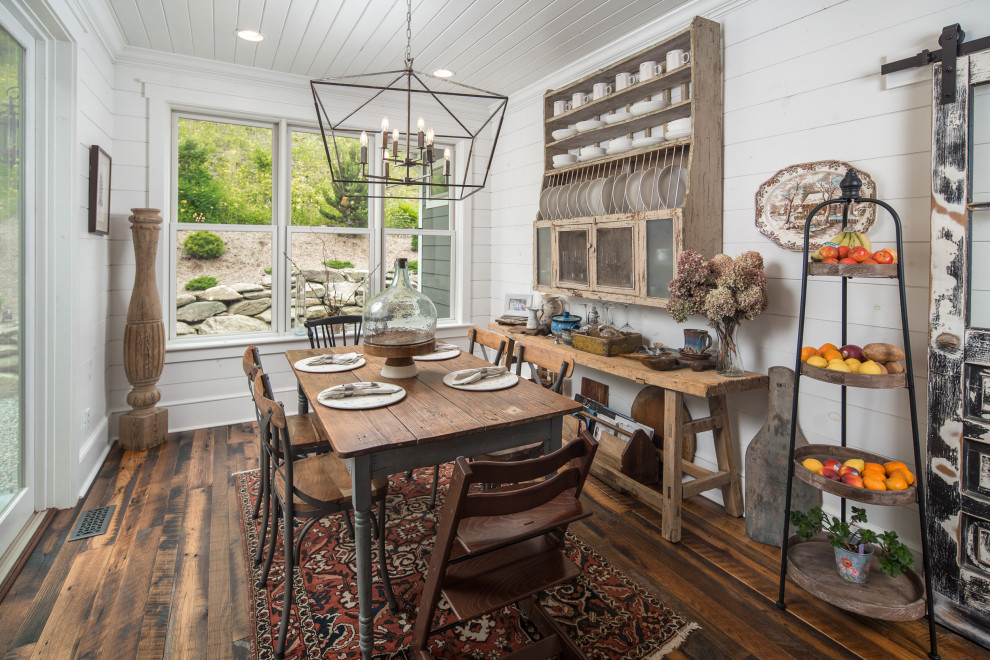 Example of a mountain style dining room design in Other