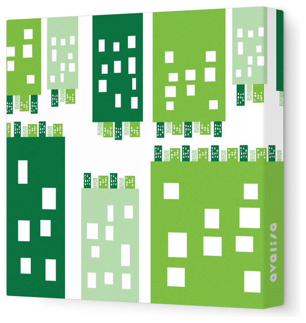 Imagination - City Stretched Wall Art, 18" x 18", Green