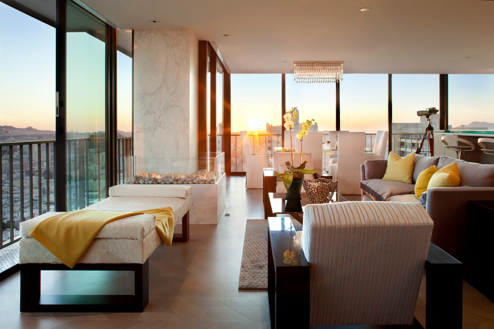 Design ideas for a contemporary open concept living room in San Francisco.