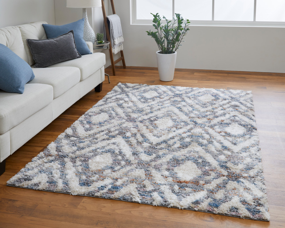 Weave & Wander Caide Contemporary Gray/Cream Rug, 9'x12' Scandinavian