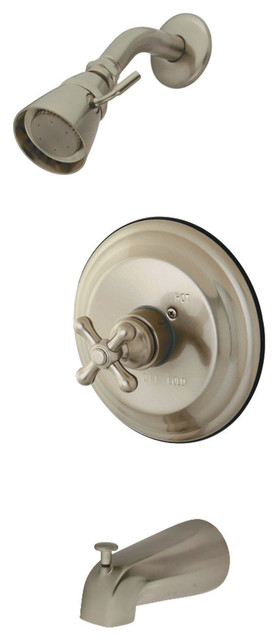 Kingston Brass KB3636AXSO Duscharmatur, Polished Nickel – Druckausgleichend, Mit Kreuzgriff