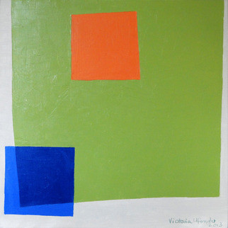 Blue On Green With Orange Original By Victoria Ufondu