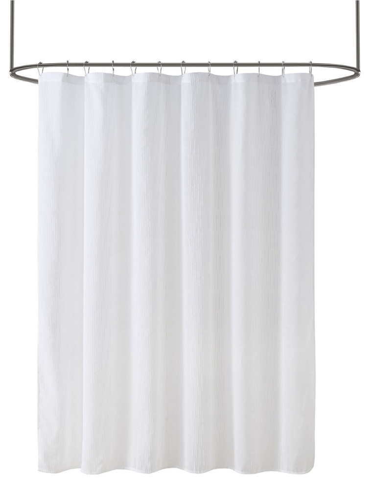 Madison Park Anna Striped Sheer Shower Curtain, Grey Traditional