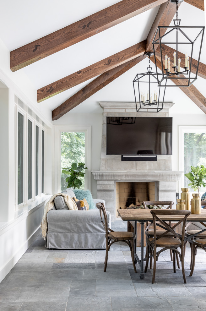 Example of a transitional home design design in Indianapolis