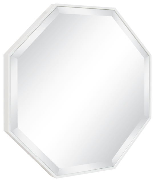Rhodes Framed Octagon Wall Mirror, White 24.75x24.75