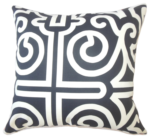 Jael Geometric Down Filled Throw Pillow Black White