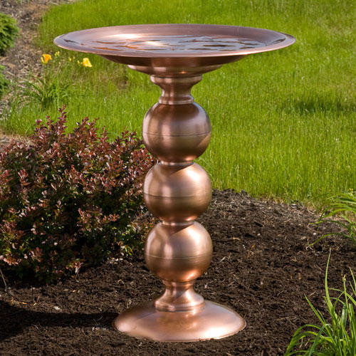Copper Topiary Pedestal Birdbath