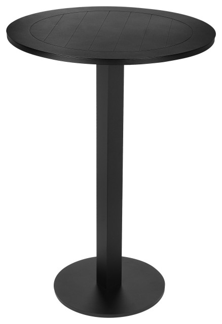 Benzara BM287740 Keli 43" Outdoor Bar Table, Black Aluminum Frame