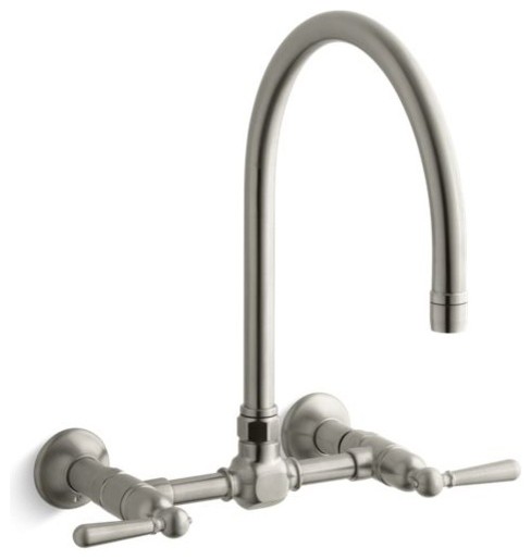Kohler Hirise Two Hole Wall Mount Bridge Kitchen Sink Faucet
