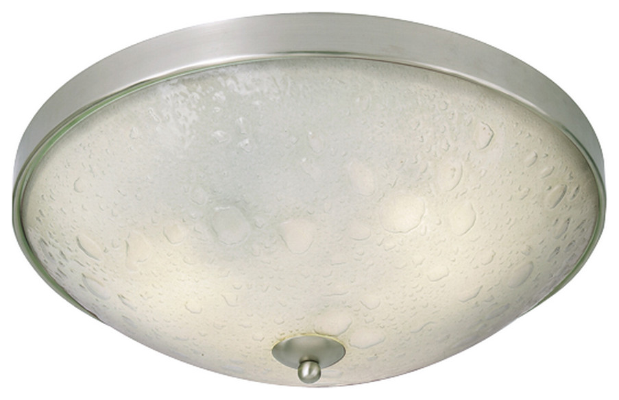Satin Nickel 20" Flush Ceiling Light With Bubble Glass Transitional
